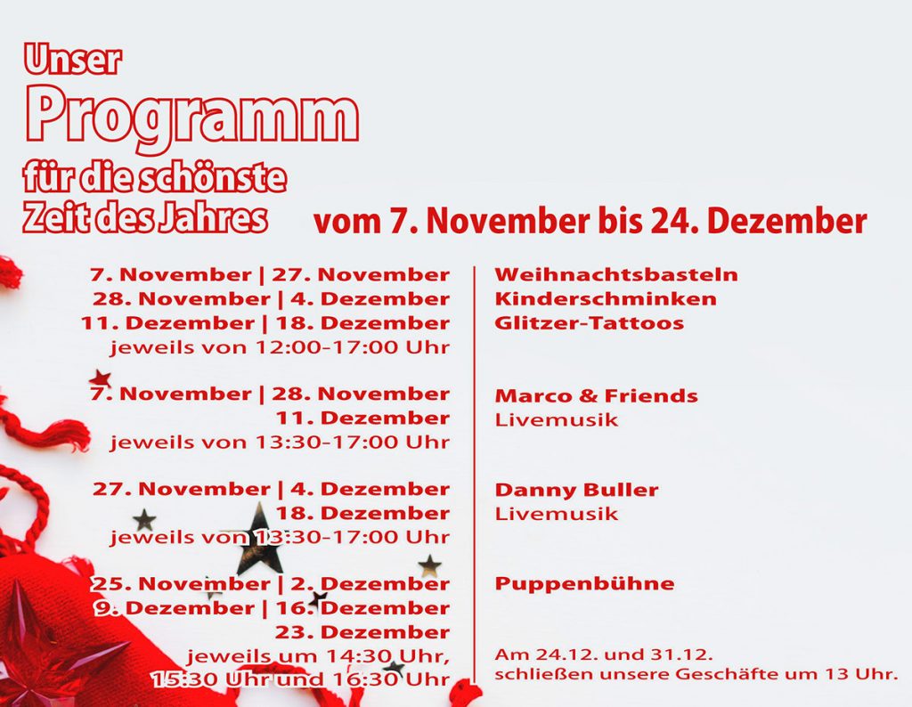 Programm Vorweihnachtszeit